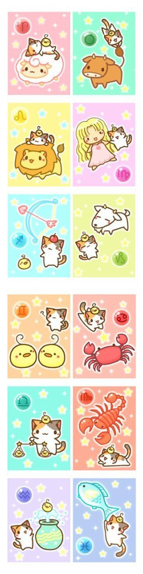 12星座与可爱猫咪图