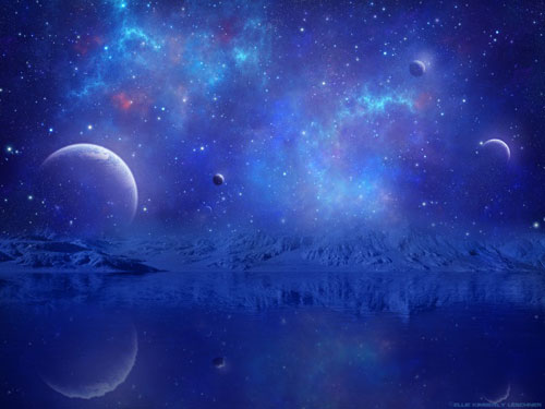 蓝色星空背景图片夜晚乌云月亮与薰衣草图片夜晚的湖面图片夜晚月亮